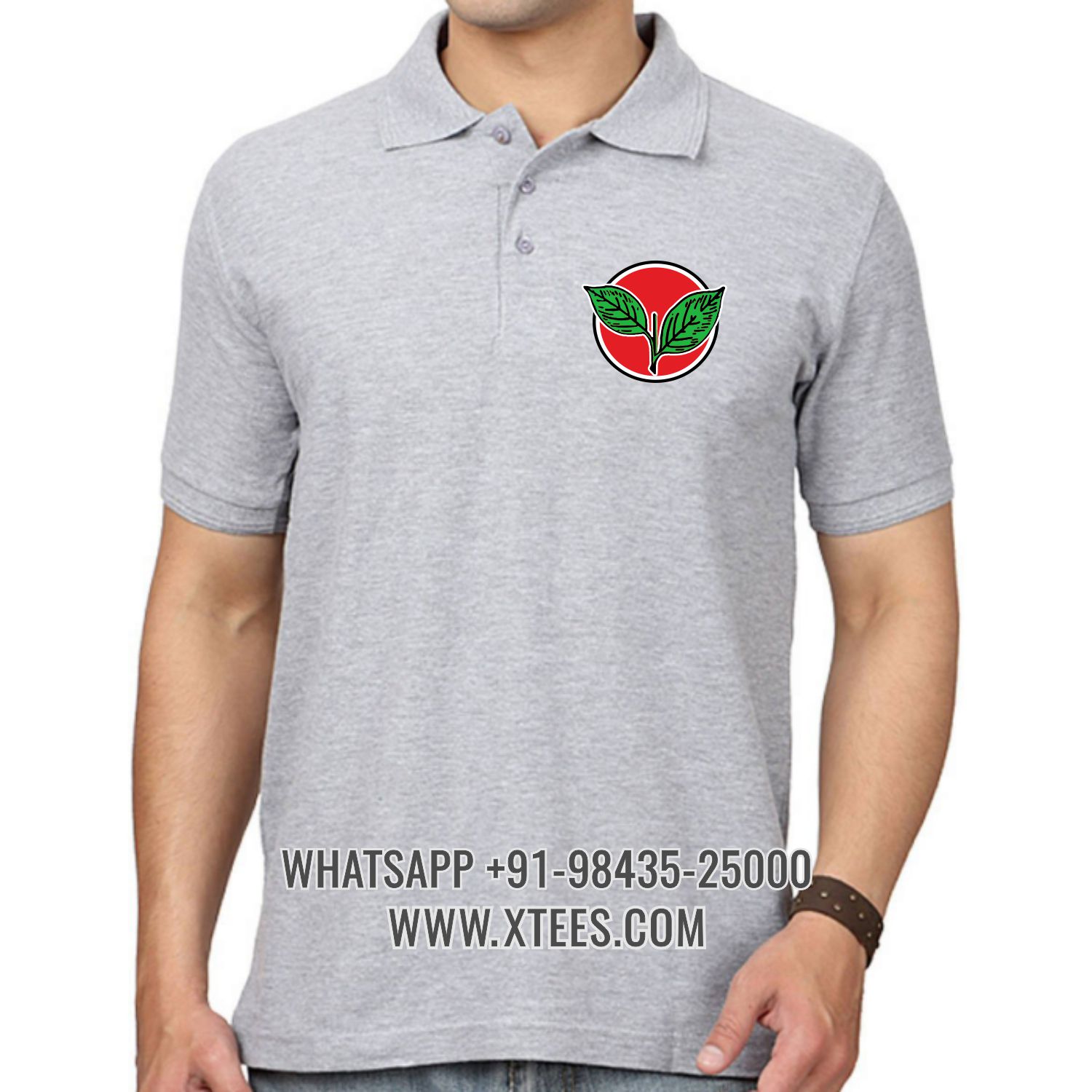 Anna Dravida Munnetra Kazhagam Admk Logo 2 Left Chest Logo Printed Collar Polo T-shirt image