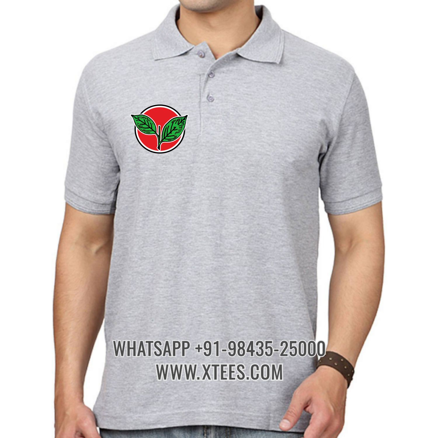 Anna Dravida Munnetra Kazhagam Admk Logo 2 Right Chest Logo Printed Collar Polo T-shirt image