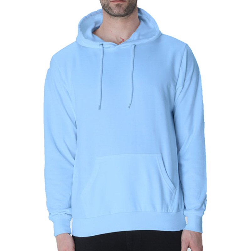 Baby Blue Unisex Plain Cotton Hoodie image