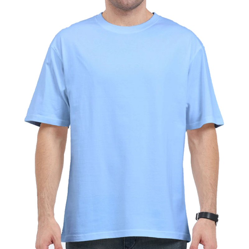 Baby Blue Unisex Plain Cotton Oversized 240 Gsm Round Neck T-shirt image