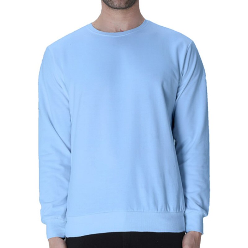 Baby Blue Unisex Plain Cotton Round Neck Sweatshirt image