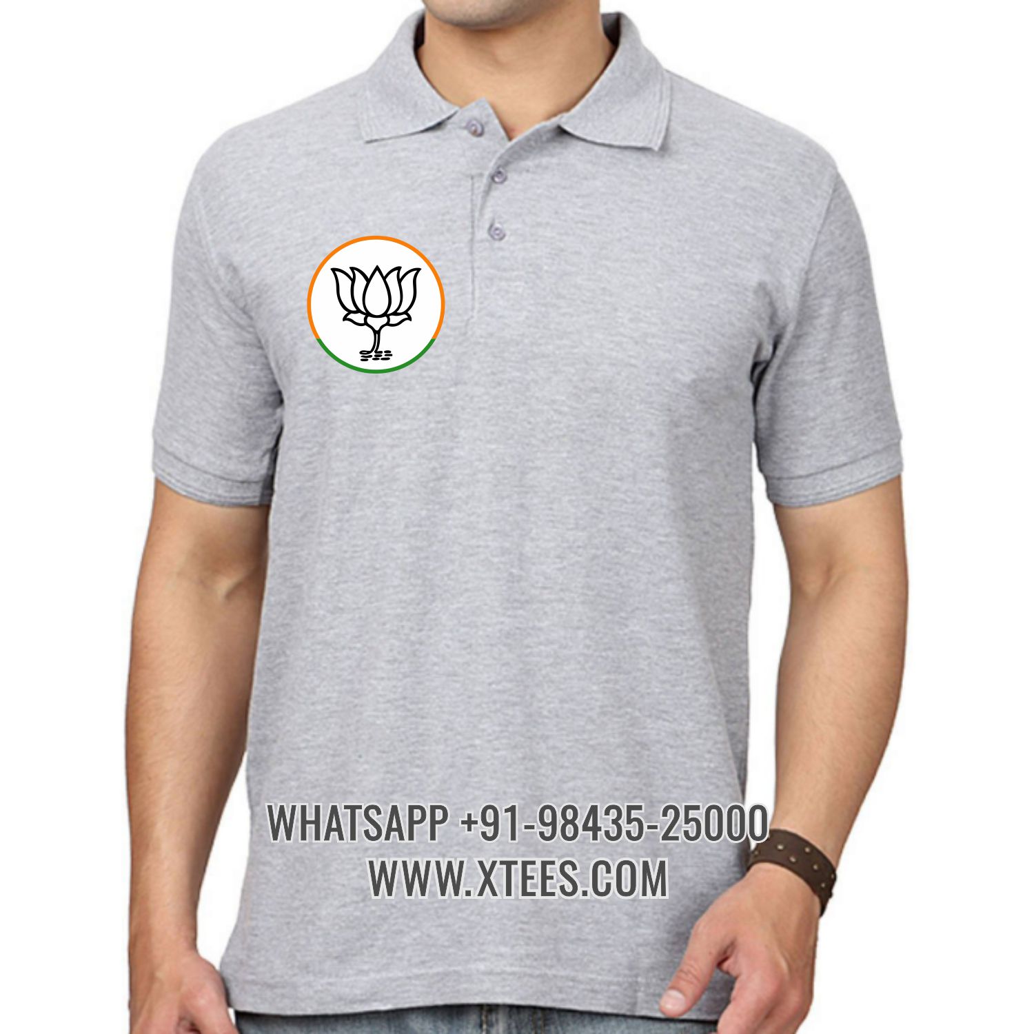 Bharatiya Janata Party Bjp Logo 1 Right Chest Logo Printed Collar Polo T-shirt image