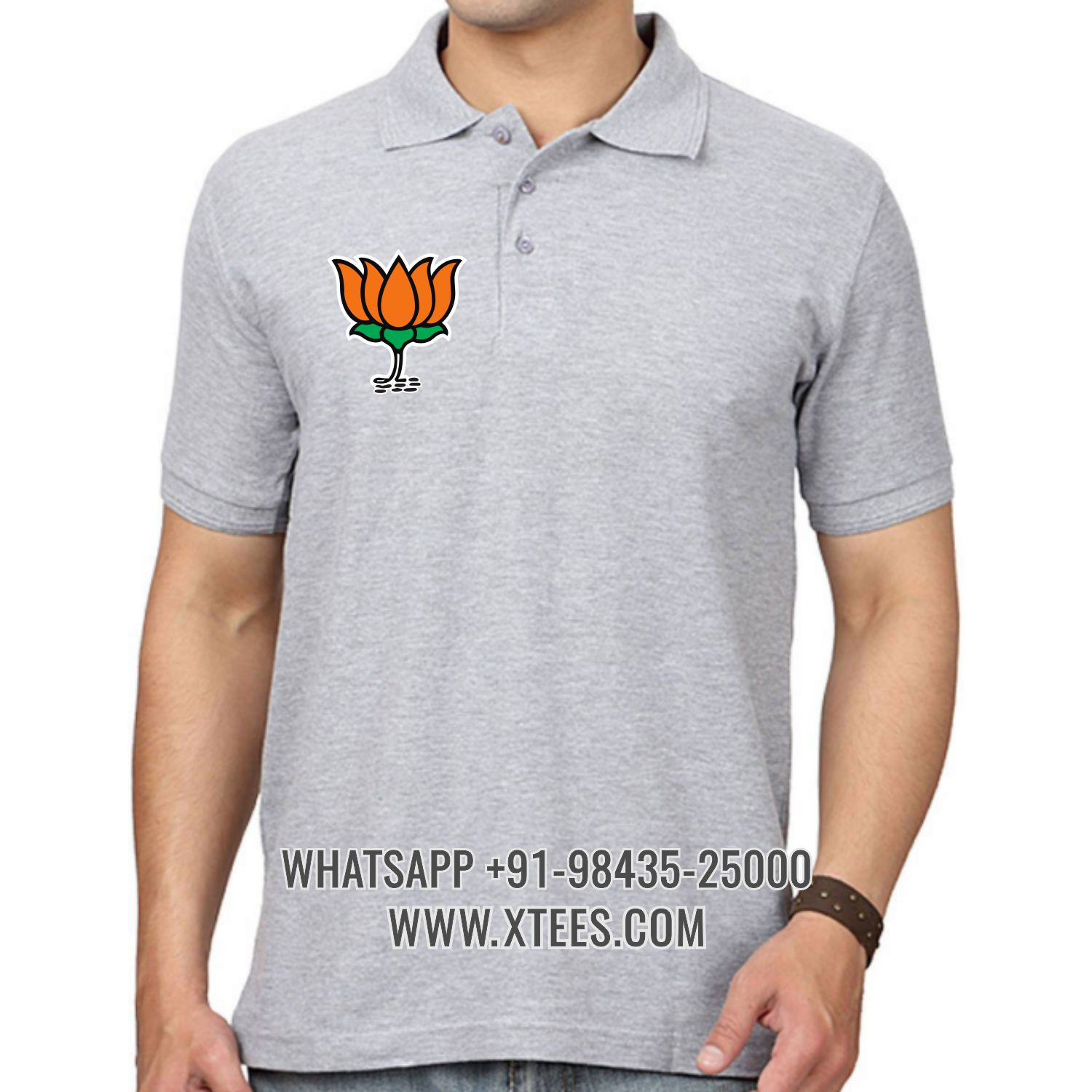 Bharatiya Janata Party Bjp Logo 2 Right Chest Logo Printed Collar Polo T-shirt image