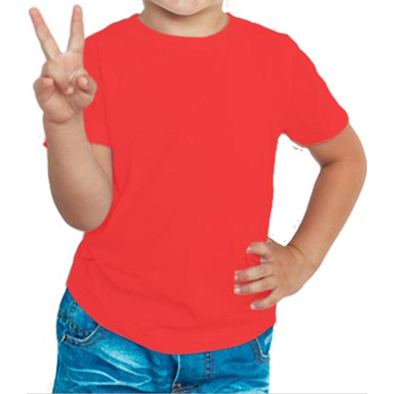 Red Plain Kids Boys Round Neck T-shirt image