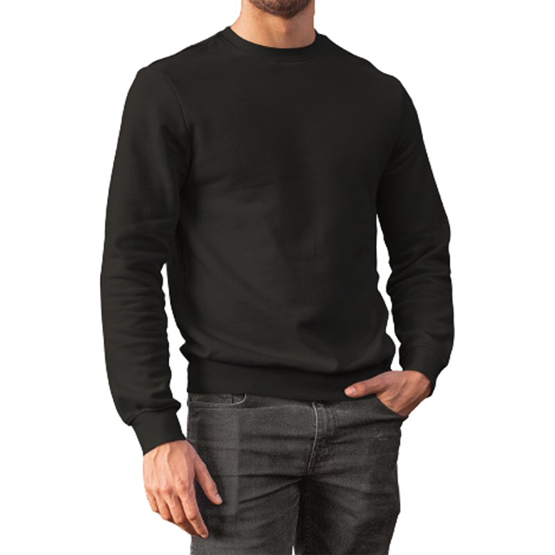 Black Plain Round Neck Sweat Shirt image