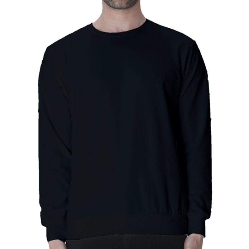 Black Unisex Plain Cotton Round Neck Sweatshirt image