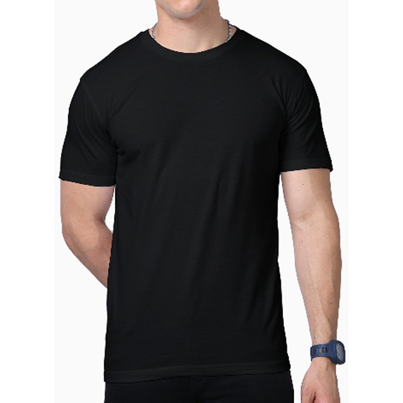 Black Supima Cotton Plain Round Neck T-shirt image