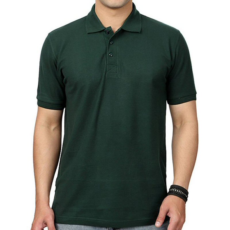 Bottle Green Plain Collar Polo T-shirt image