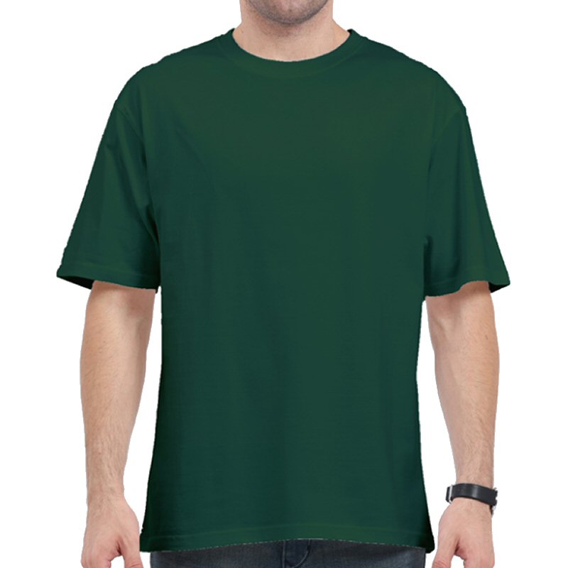 Bottle Green Unisex Plain Cotton Oversized 240 Gsm Round Neck T-shirt image