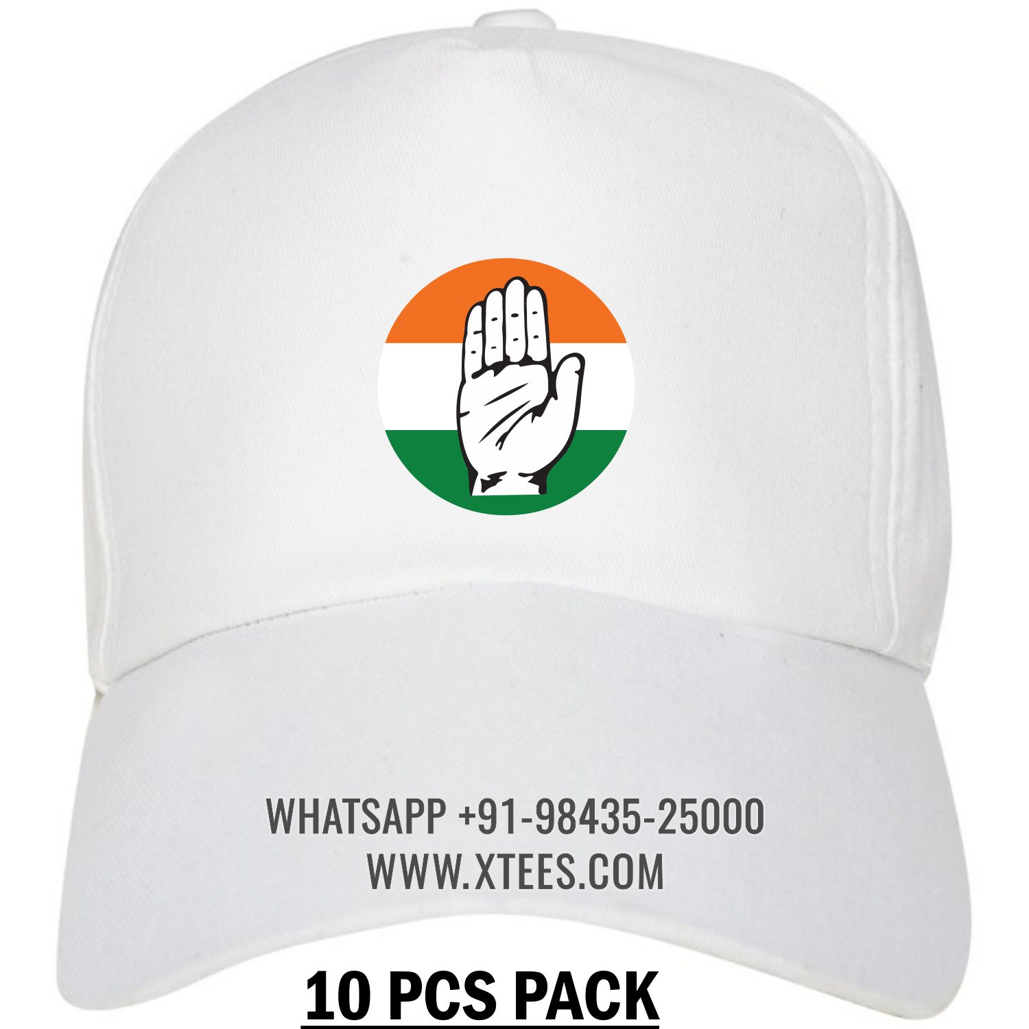 Congress Logo Printed Cap - 10 Pcs Pack image