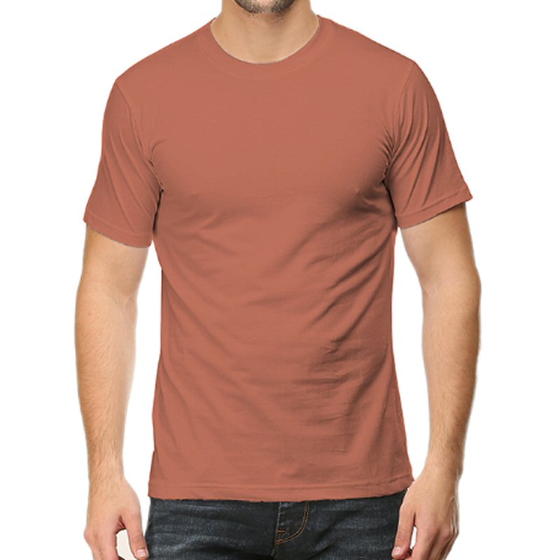 Copper Unisex Plain Cotton Round Neck T-shirt image