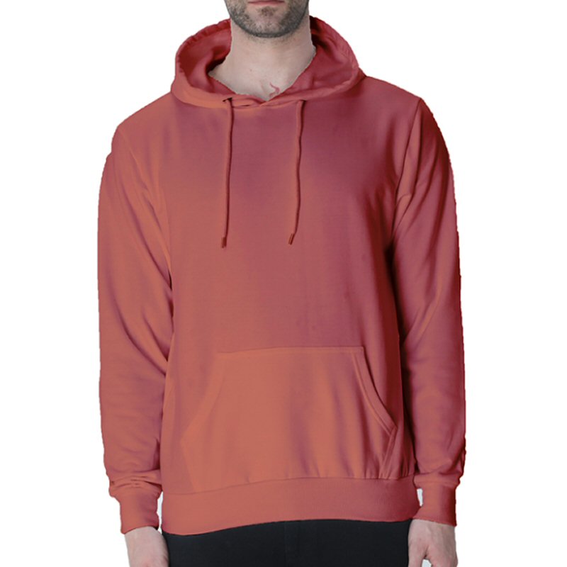 Coral Unisex Plain Cotton Hoodie image