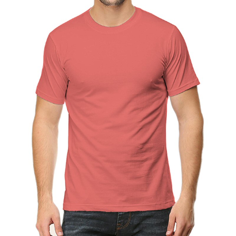 Coral Unisex Plain Cotton Round Neck T-shirt image