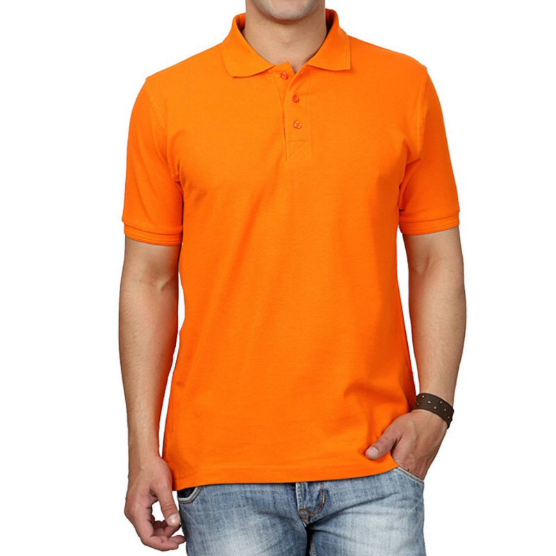 Dark Orange Unisex Plain Cotton Collar Polo T-shirt image