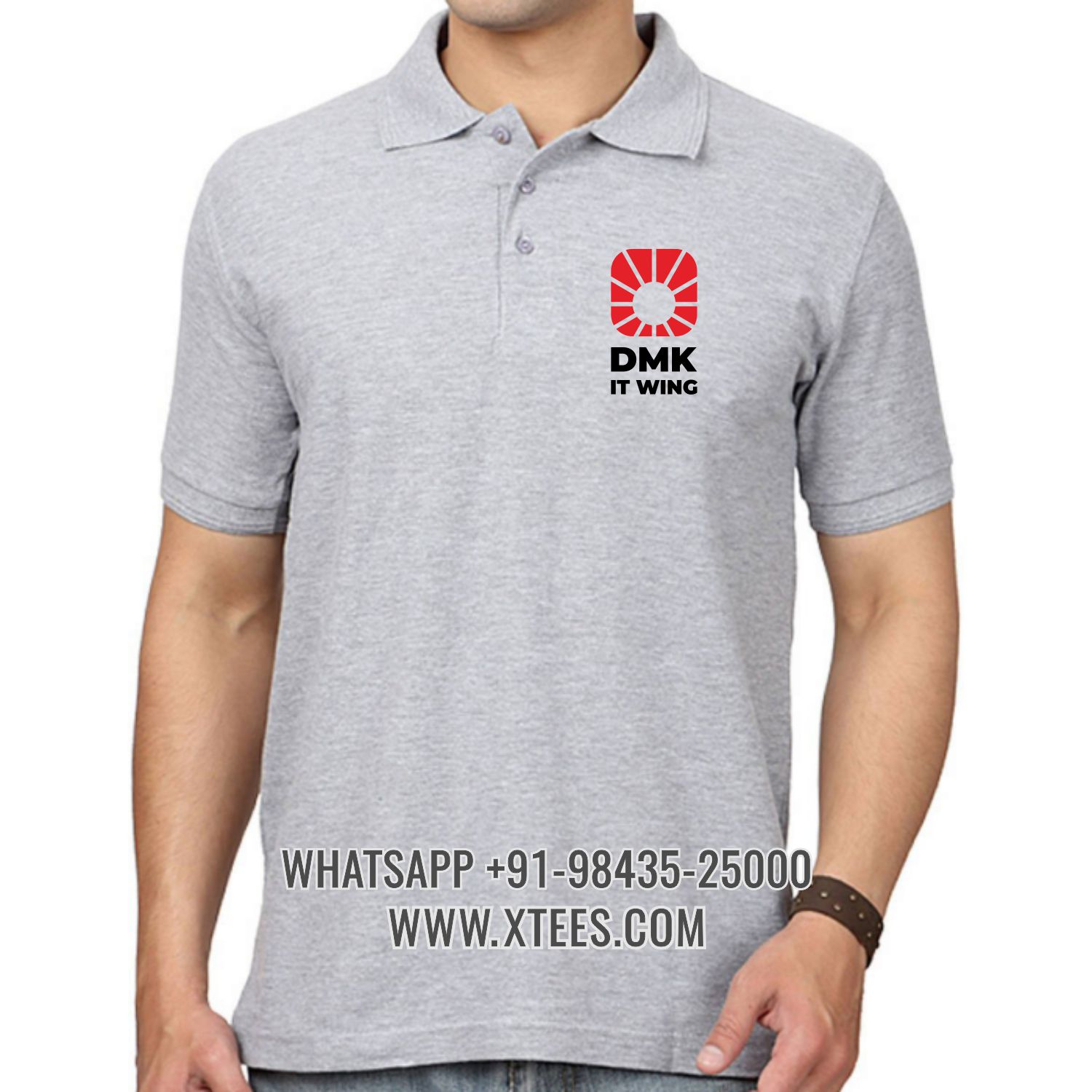 Dravida Munnetra Kazhagam Dmk It Wing Logo Left Chest Logo Printed Collar Polo T-shirt image