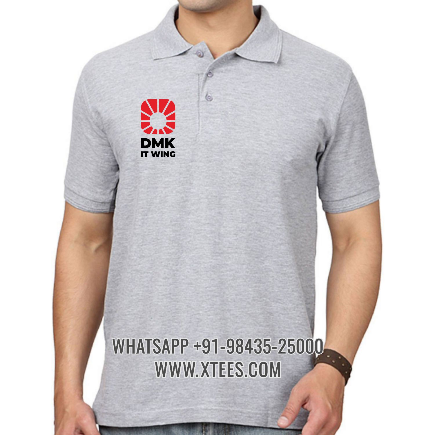 Dravida Munnetra Kazhagam Dmk It Wing Logo Right Chest Logo Printed Collar Polo T-shirt image