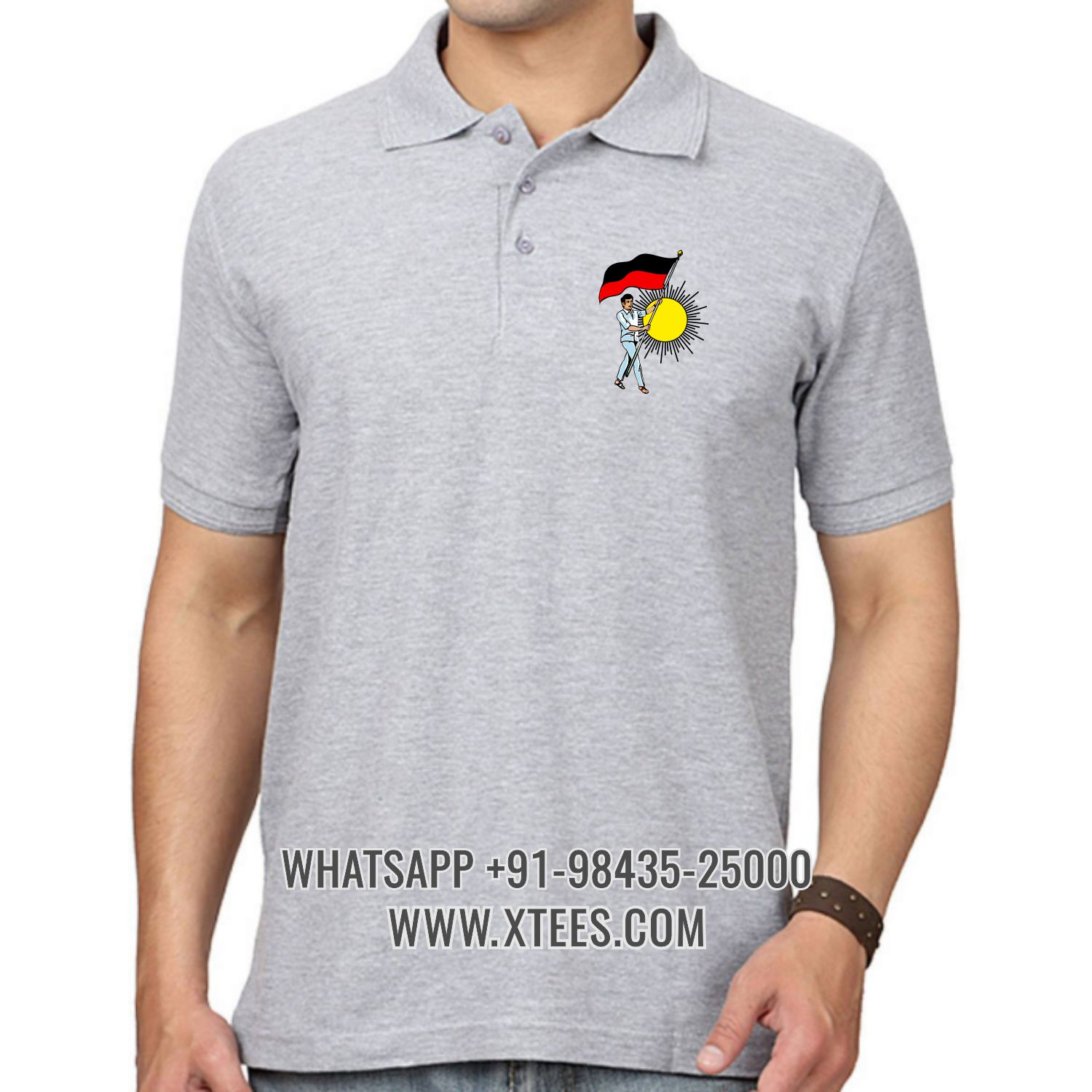 Dravida Munnetra Kazhagam Dmk Youth Wing Logo Left Chest Logo Printed Collar Polo T-shirt image