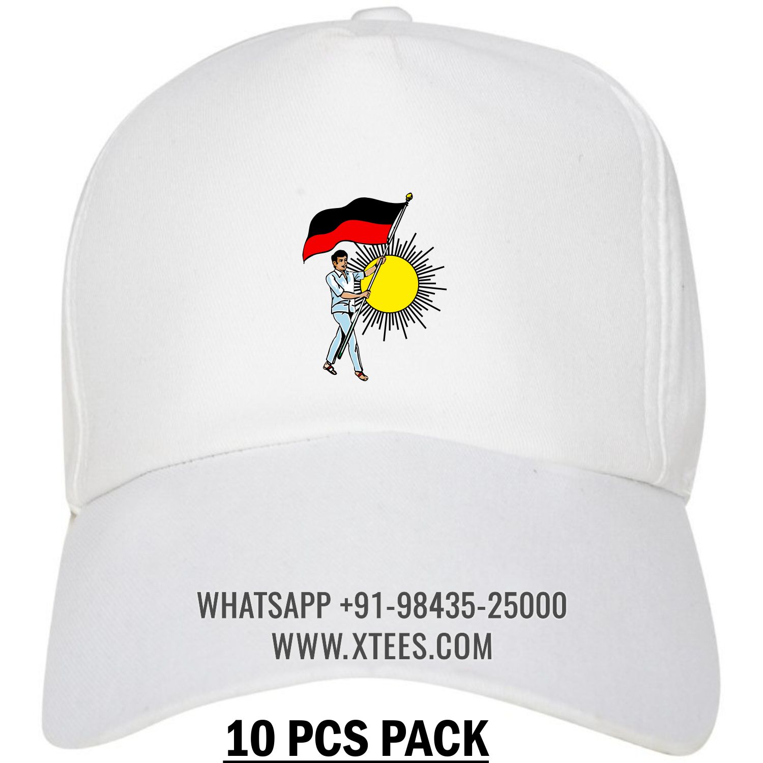 Dravida Munnetra Kazhagam Dmk Youth Wing Logo Printed Cap - 10 Pcs Pack image