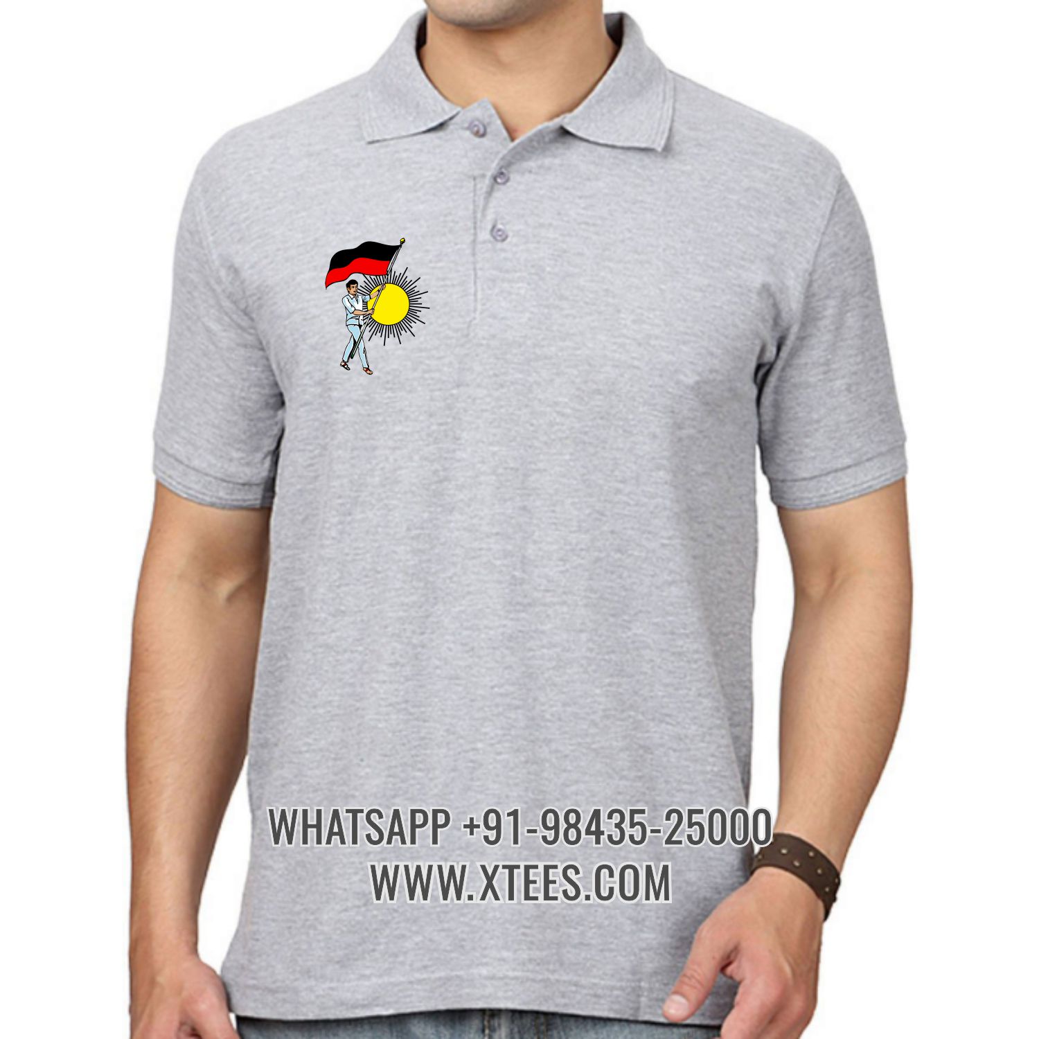 Dravida Munnetra Kazhagam Dmk Youth Wing Logo Right Chest Logo Printed Collar Polo T-shirt image