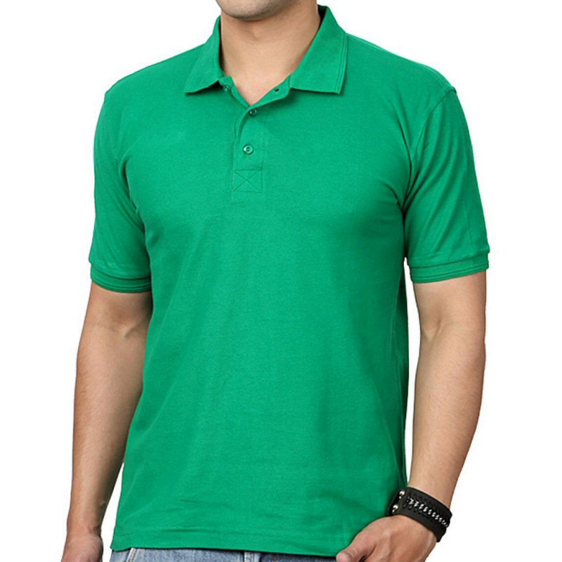 Flag Green Plain Collar Polo T-shirt image