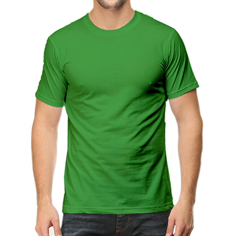 Flag Green Unisex Plain Cotton Round Neck T-shirt image