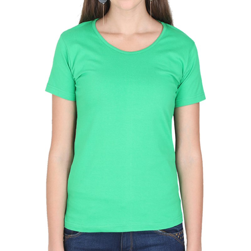 Flag Green Plain Women Round Neck T-shirt image