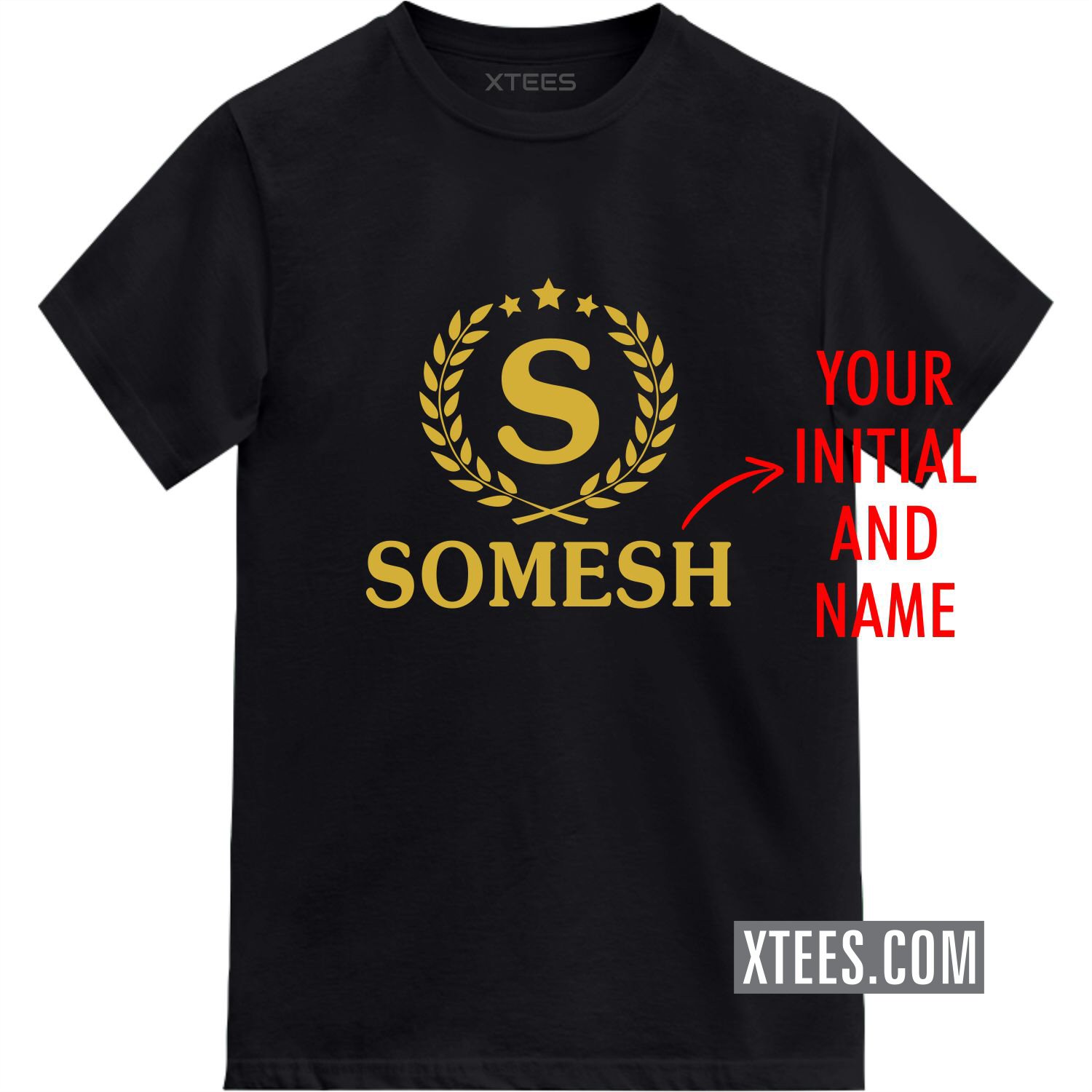 Golden Awards Symbol Custom Initial And Name Printed T-shirt image