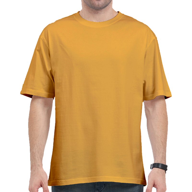 Golden Yellow Unisex Plain Cotton Oversized 240 Gsm Round Neck T-shirt image