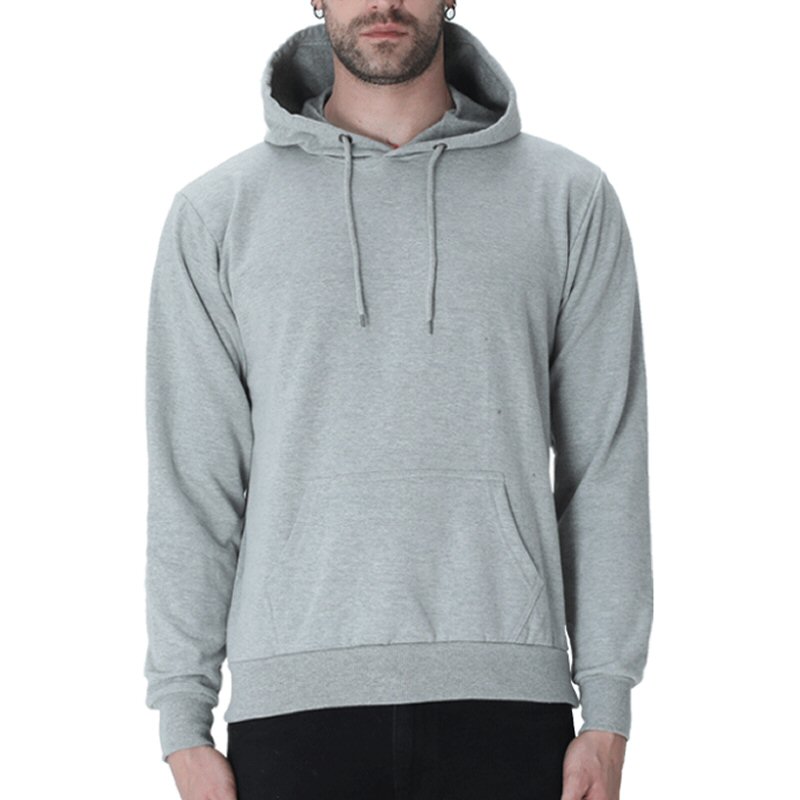 Grey Melange Unisex Plain Cotton Hoodie image