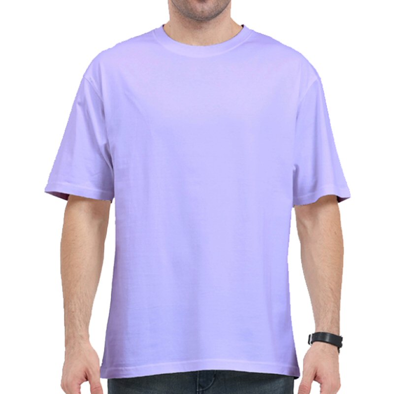 Lavender Plain Cotton Oversized 180 Gsm Round Neck T-shirt image