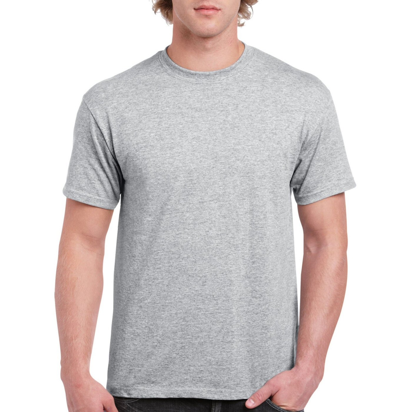 Grey Melange Plain Round Neck T Shirt Xtees 