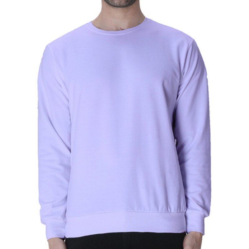 Lavender Unisex Plain Cotton Round Neck Sweatshirt image