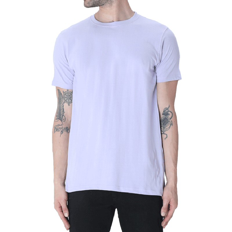 Lavender Plain Round Neck T-shirt image