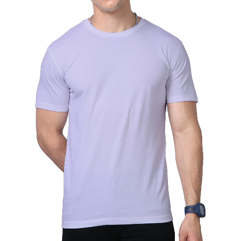 Lavender Supima Cotton Plain Round Neck T-shirt image