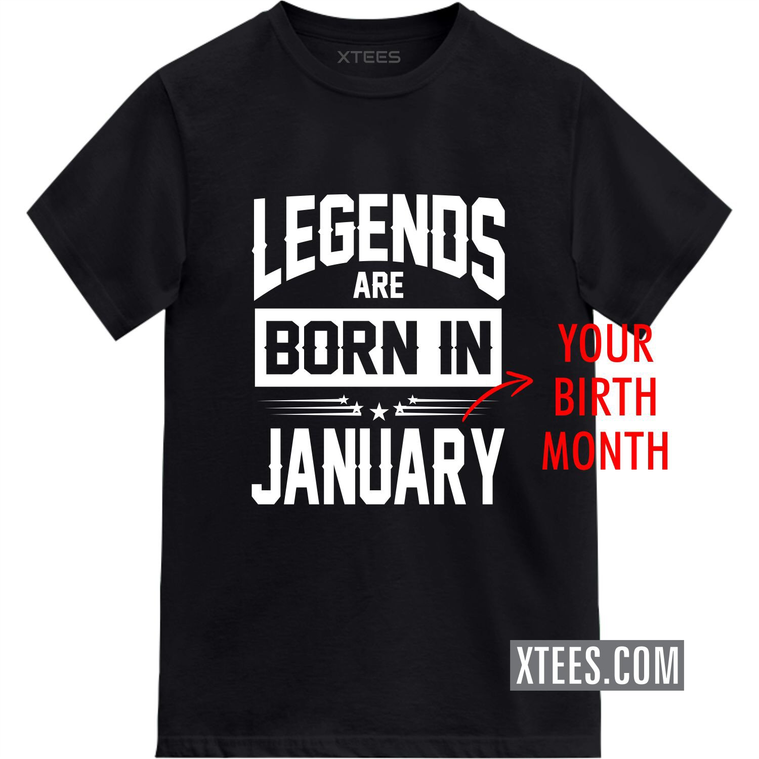 Legends Are Born In < Birth Month > Custom Birthday T-shirt image