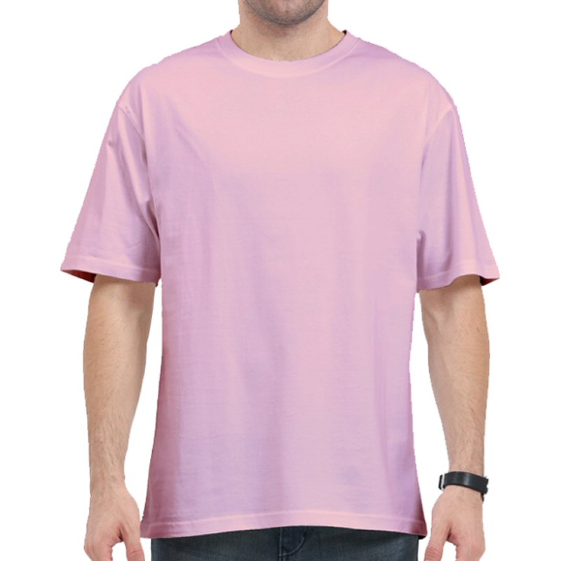 Light Pink Unisex Plain Cotton Oversized 240 Gsm Round Neck T-shirt image