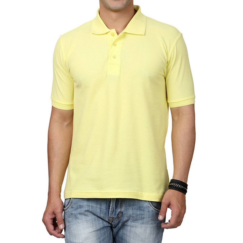 Light Yellow Plain Collar Polo T-shirt image