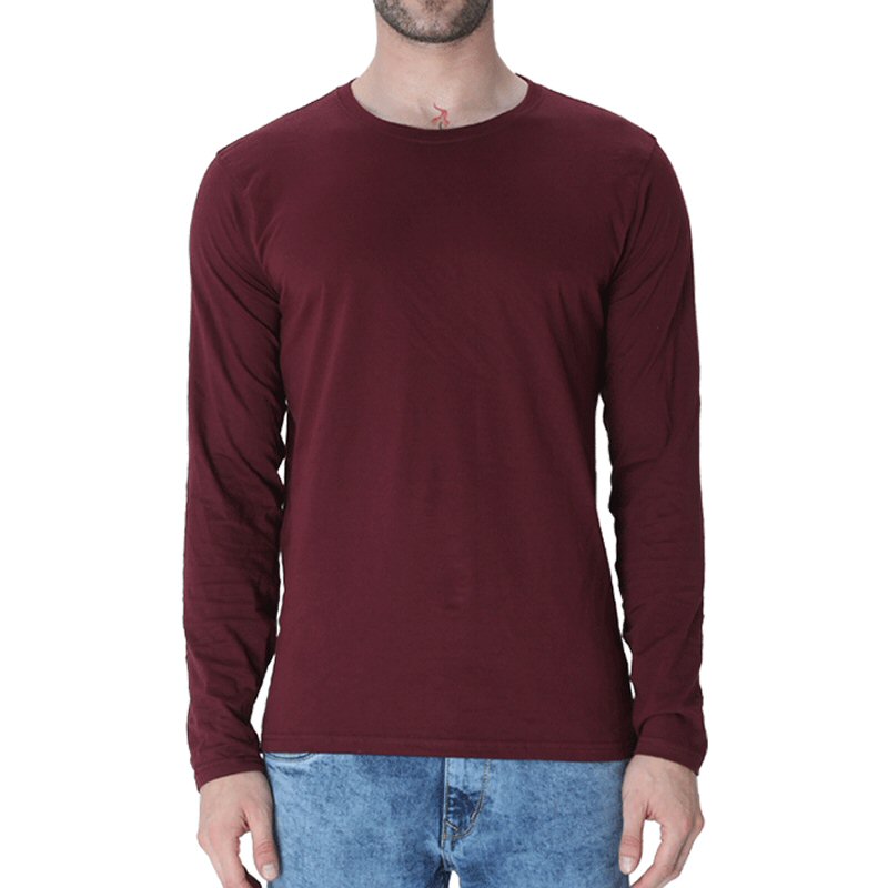 99tshirts Men's Round Neck Full Sleeve Cotton T-shirt (Maroon, Free Size) :  : Clothing & Accessories
