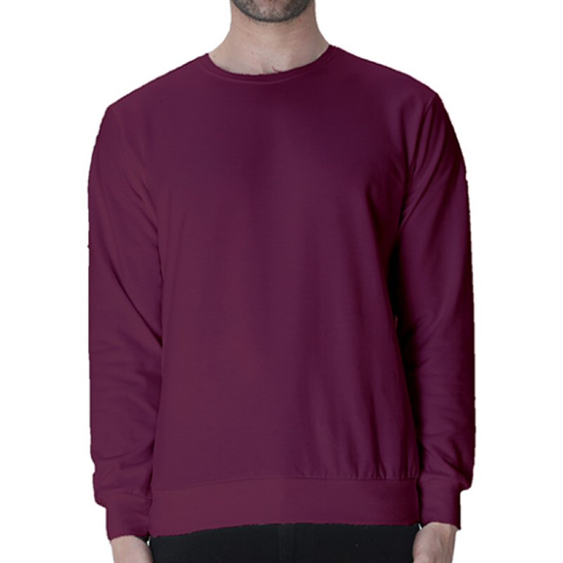 Maroon Unisex Plain Cotton Round Neck Sweatshirt image