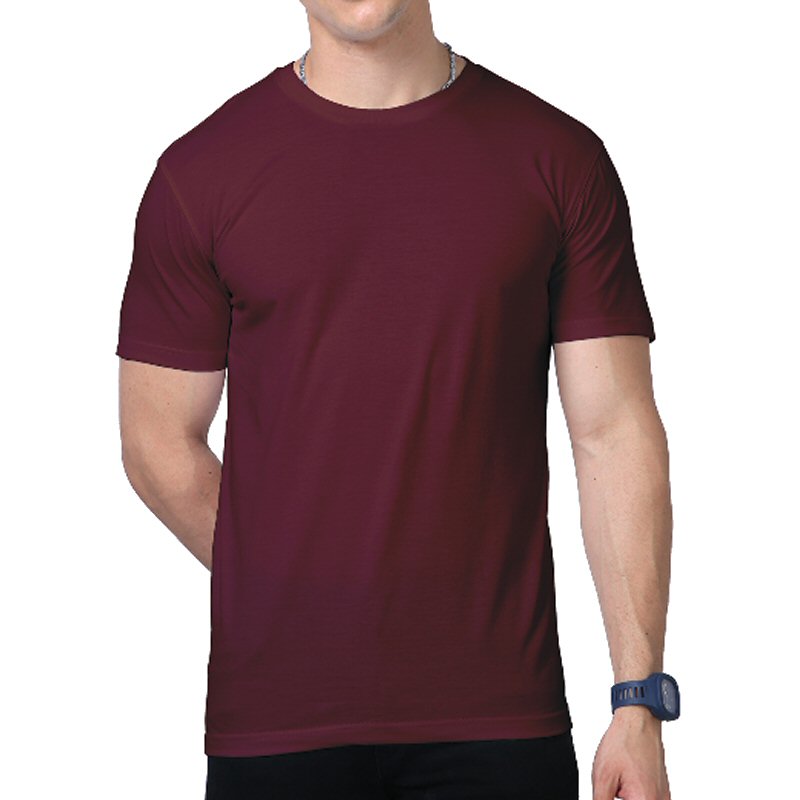 Maroon Supima Cotton Plain Round Neck T-shirt image