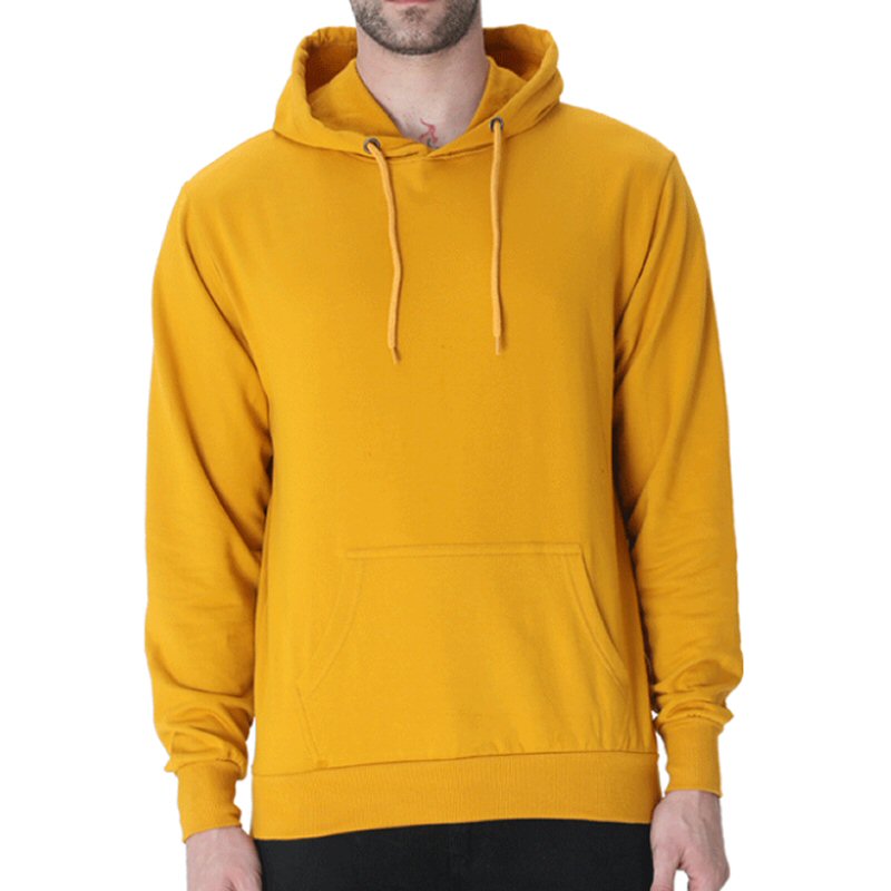 Mustard Yellow Unisex Plain Cotton Hoodie image