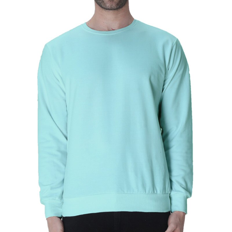 Mint Unisex Plain Cotton Round Neck Sweatshirt image