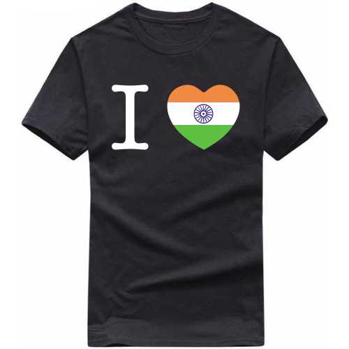 I India Flag Tri-color Heart Symbol India Patriotic Slogan  T-shirts image