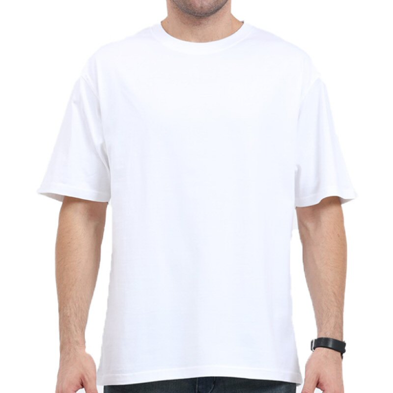 White Plain Cotton Oversized 180 Gsm Round Neck T-shirt image