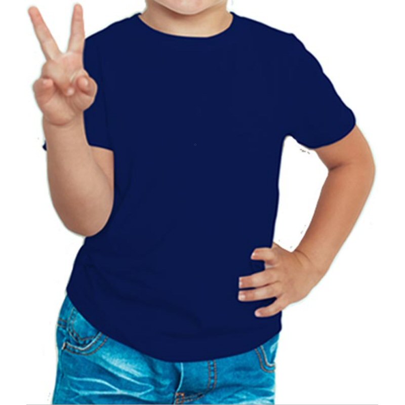 Navy Plain Kids Boys Round Neck T-shirt image