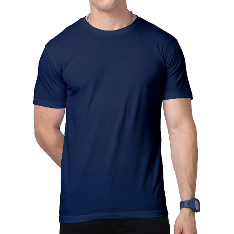 Navy Blue Supima Cotton Plain Round Neck T-shirt image