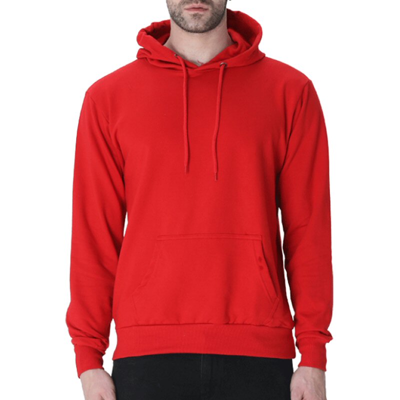 Red Unisex Plain Cotton Hoodie image