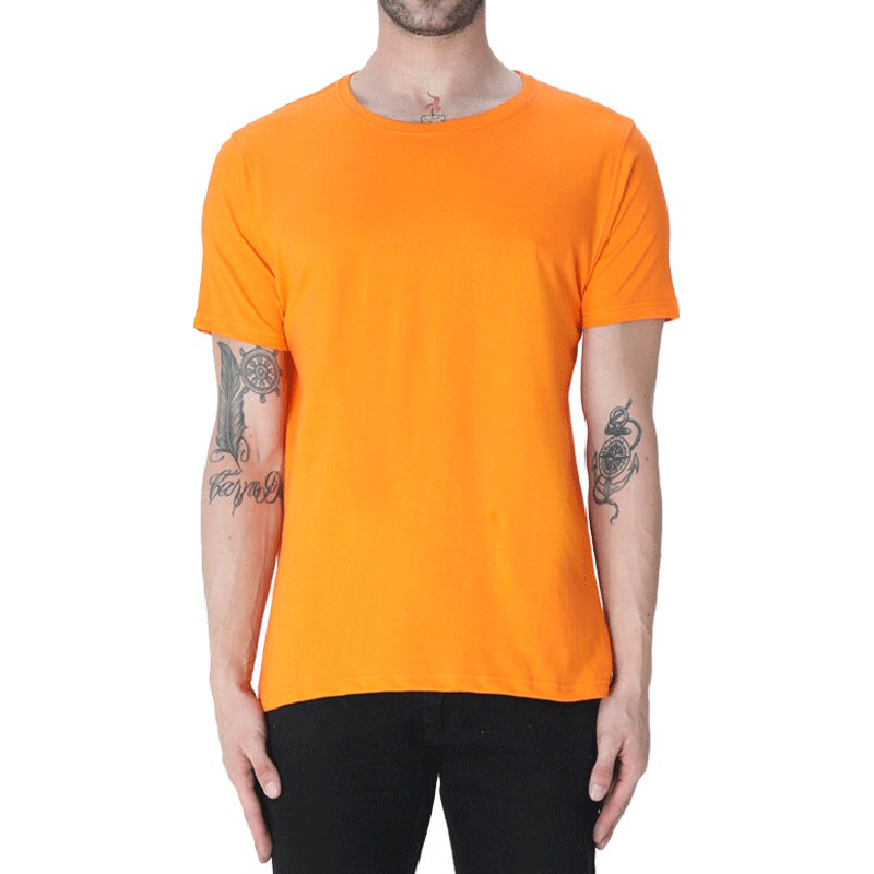 Orange Plain Round Neck T-shirt image