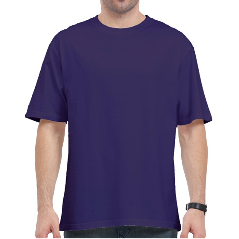 Purple Unisex Plain Cotton Oversized 240 Gsm Round Neck T-shirt image