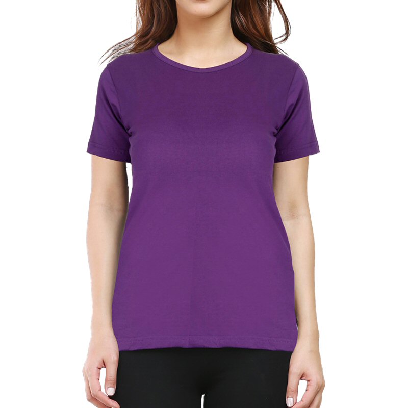 Purple Plain Women Round Neck T-shirt image